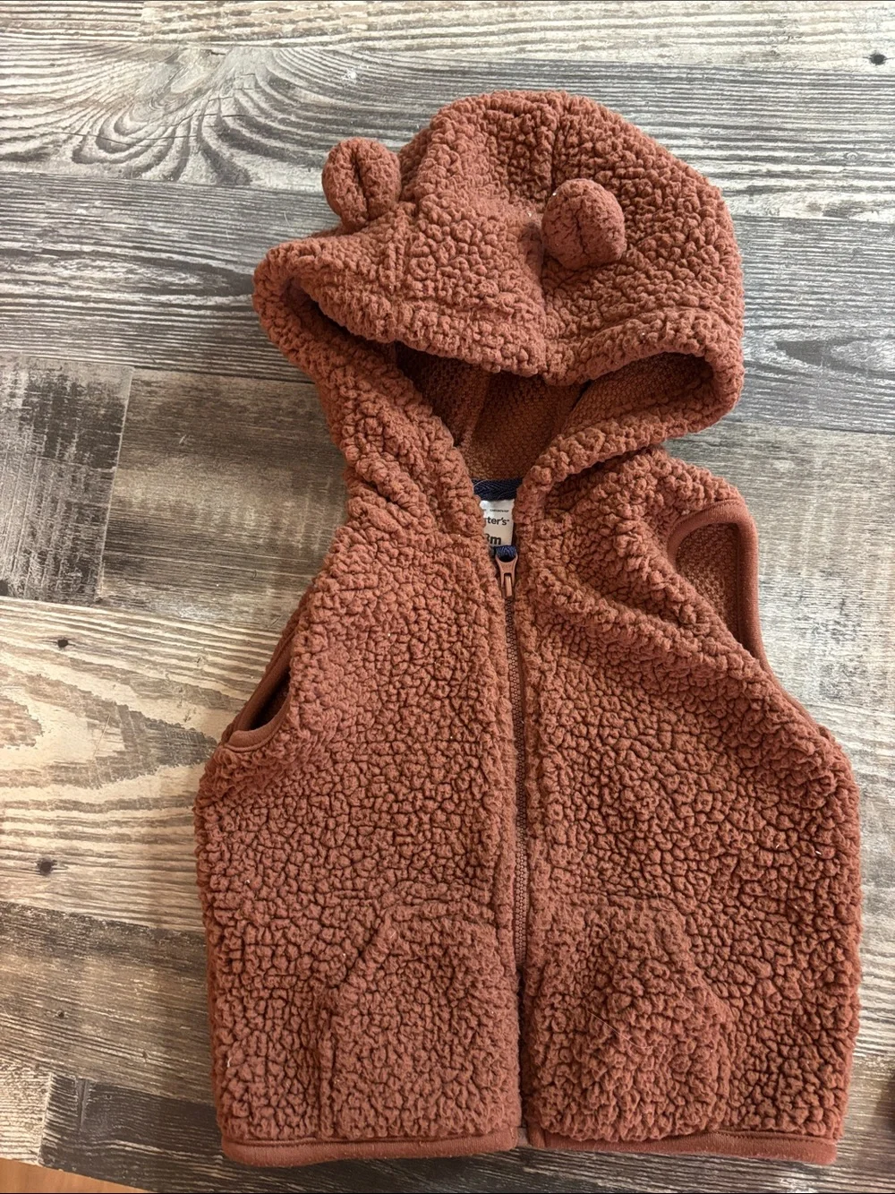 Carter's Rust Brown Sherpa Hooded Vest with Bear Ears